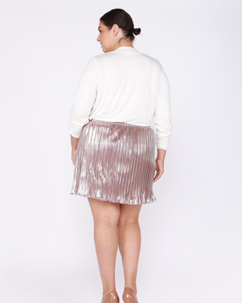 Pink and silver pleated skirt sales